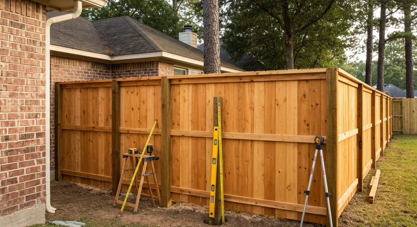 Wood fence installation