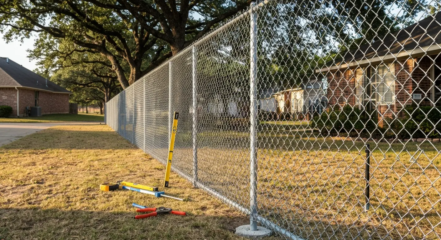 Residential chain link fence installation