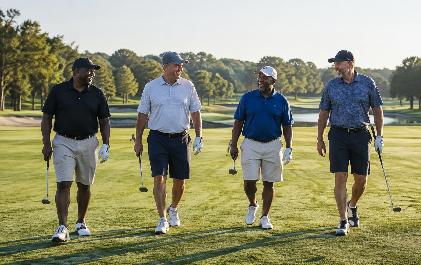 Golfers walking together during a Let's Go Foundation golf event