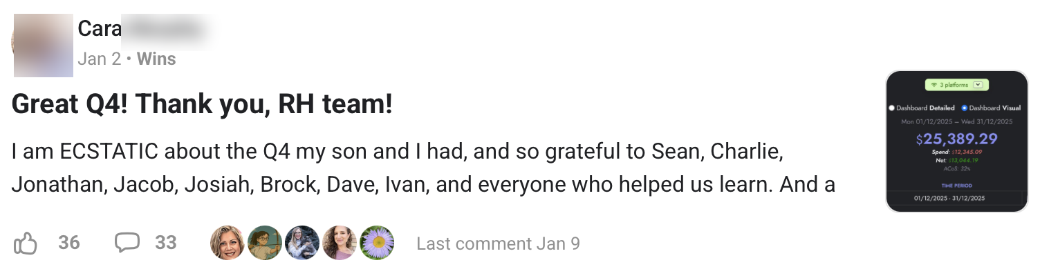 Cara's results post
