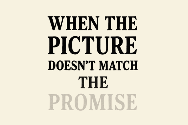 Inspirational typography quote reading “When the picture doesn’t match the promise” symbolizing faith, hope, and perseverance during difficult seasons. Inspirational typography quote reading “When the picture doesn’t match the promise” symbolizing faith, hope, and perseverance during difficult seasons.