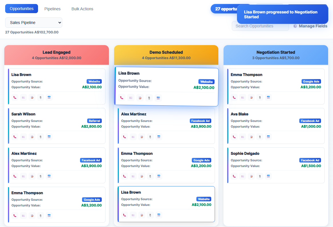Zapla CRM pipeline close-up