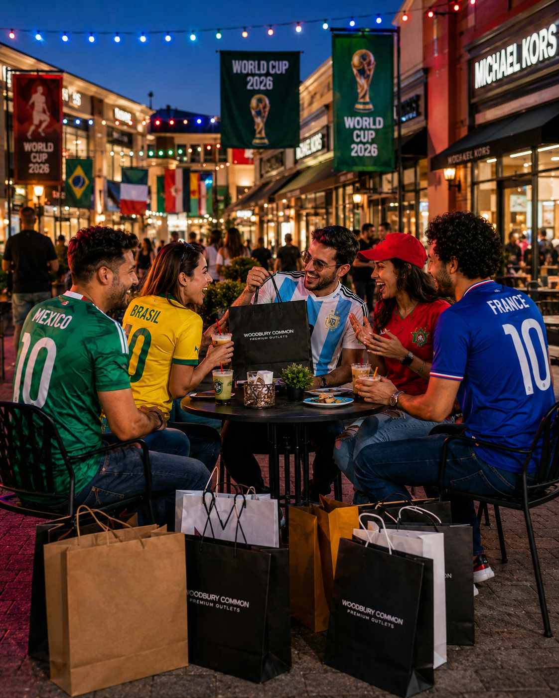 World Cup fans enjoying Woodbury outlet village