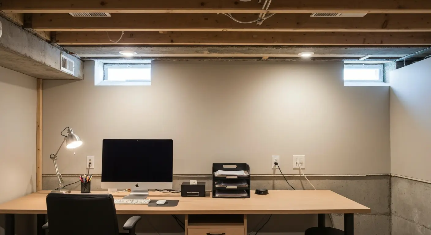 Professional home office in basement