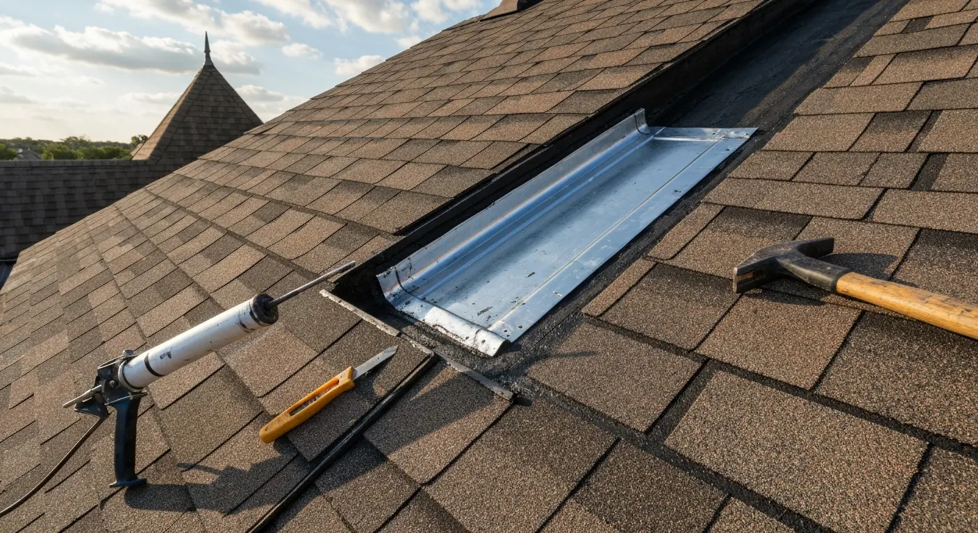 Roof repair closeup