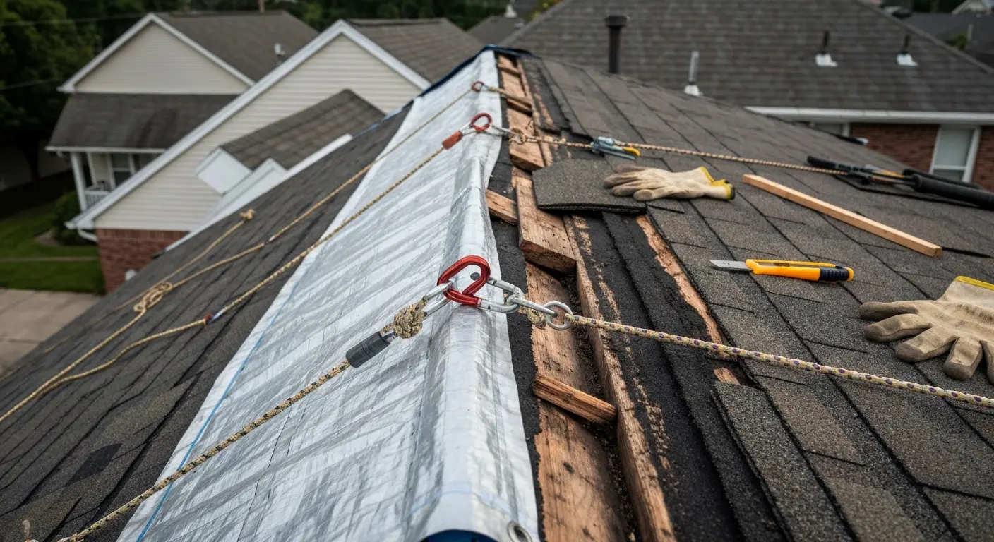 Emergency roof tarping