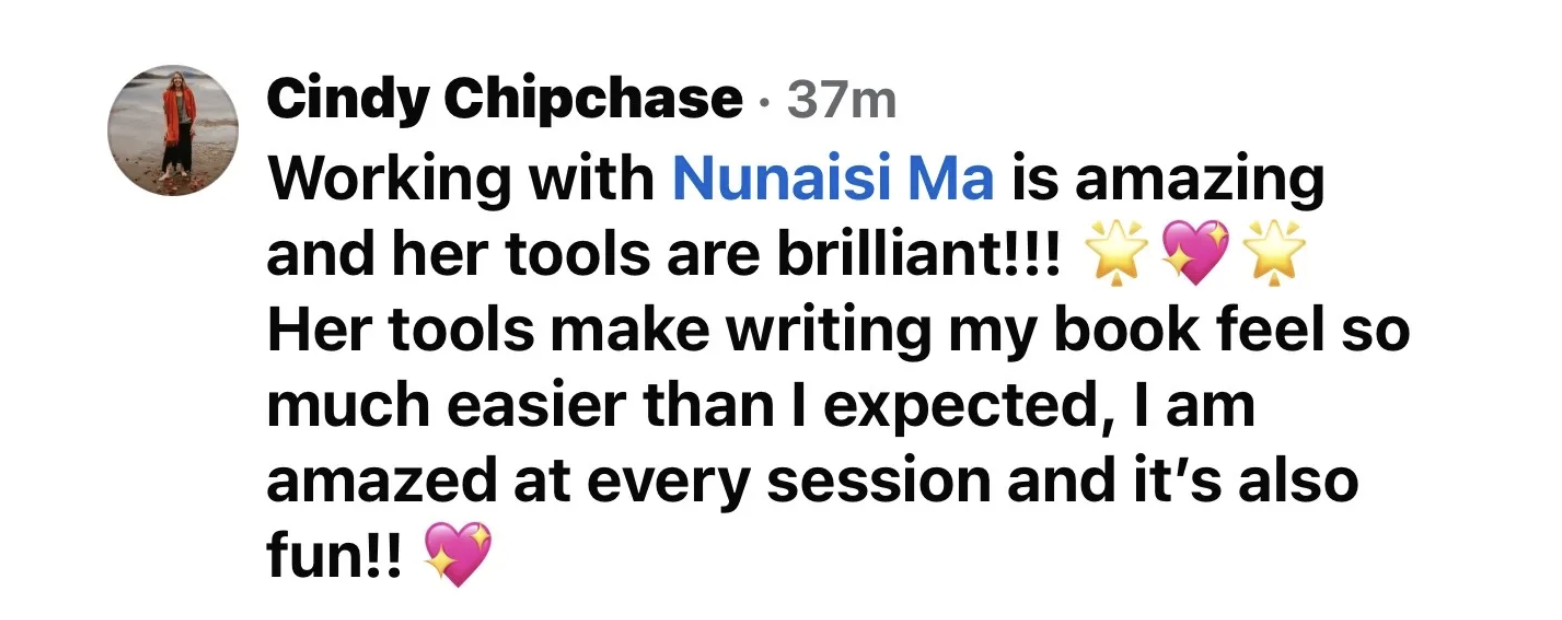 Cindy Chipchase's comment: Working with Nunaisi Ma is amazing and her tools are brilliant