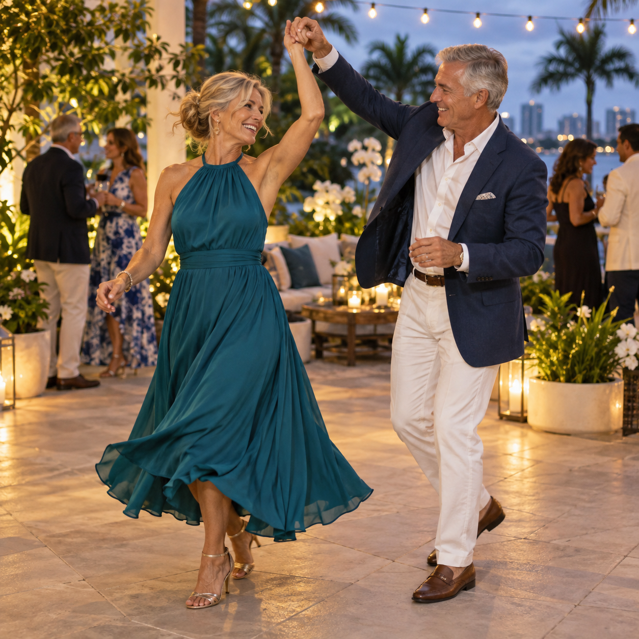 Active couple dancing