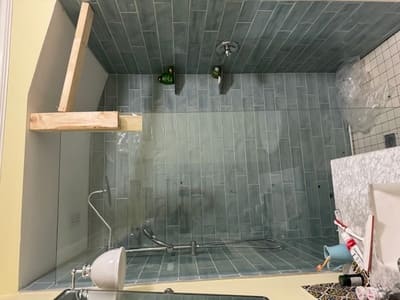 Freshly tiled shower