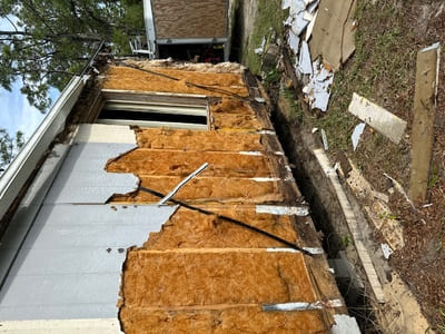 Interior demolition of old walls before renovation