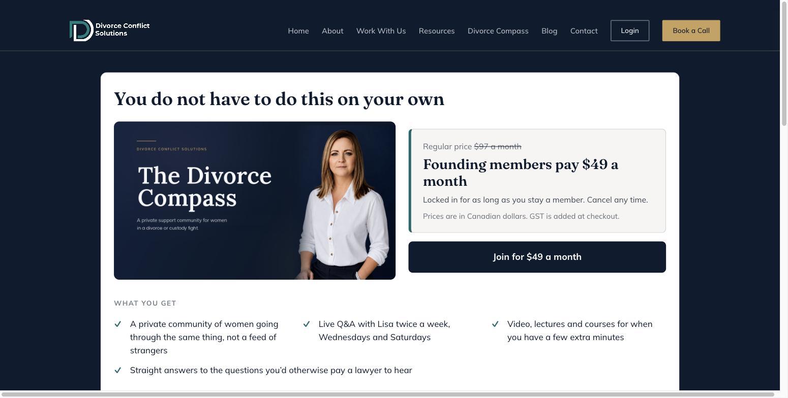 The Divorce Compass membership built by The Aligned Pretzel