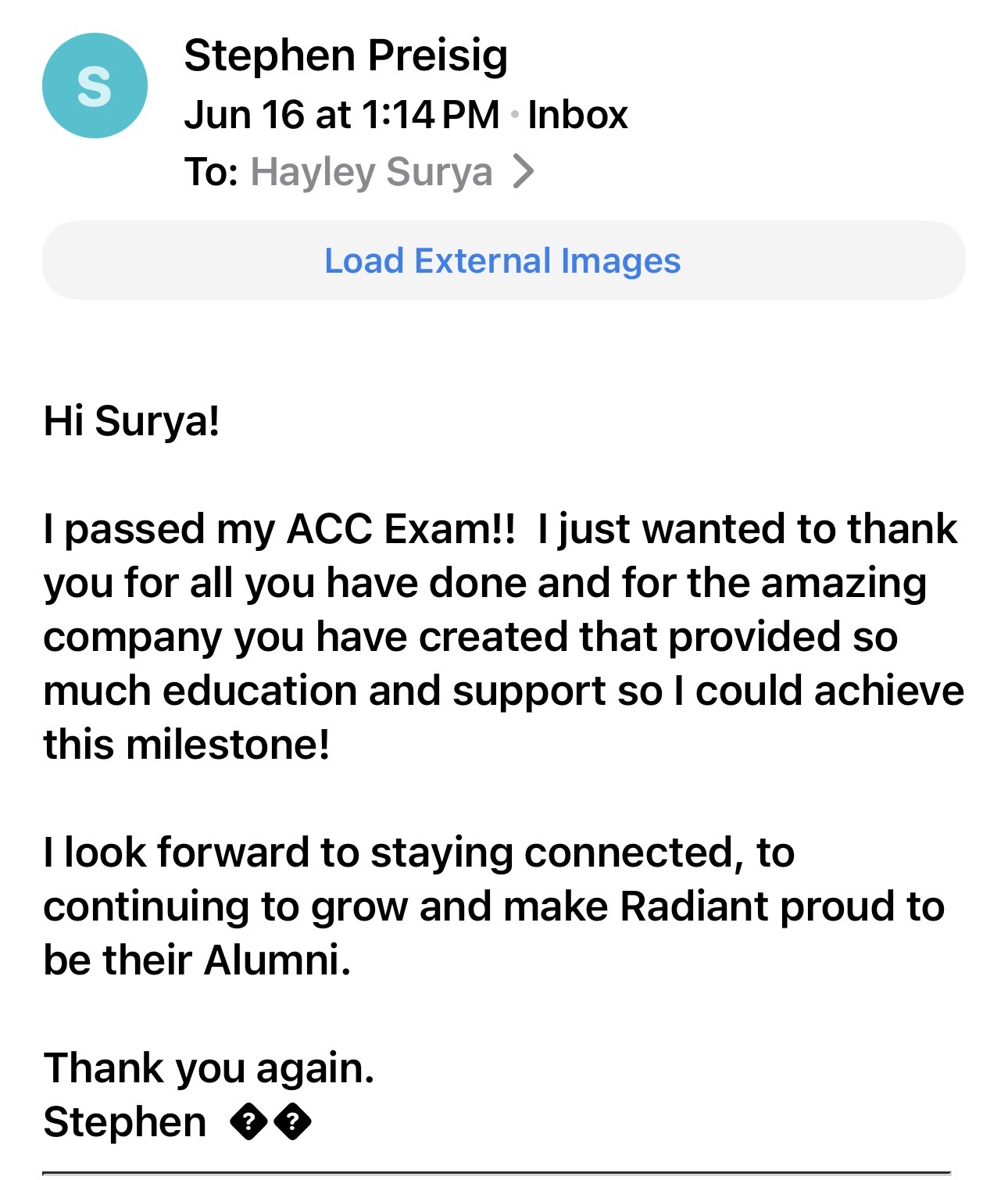 RHI student testimonial