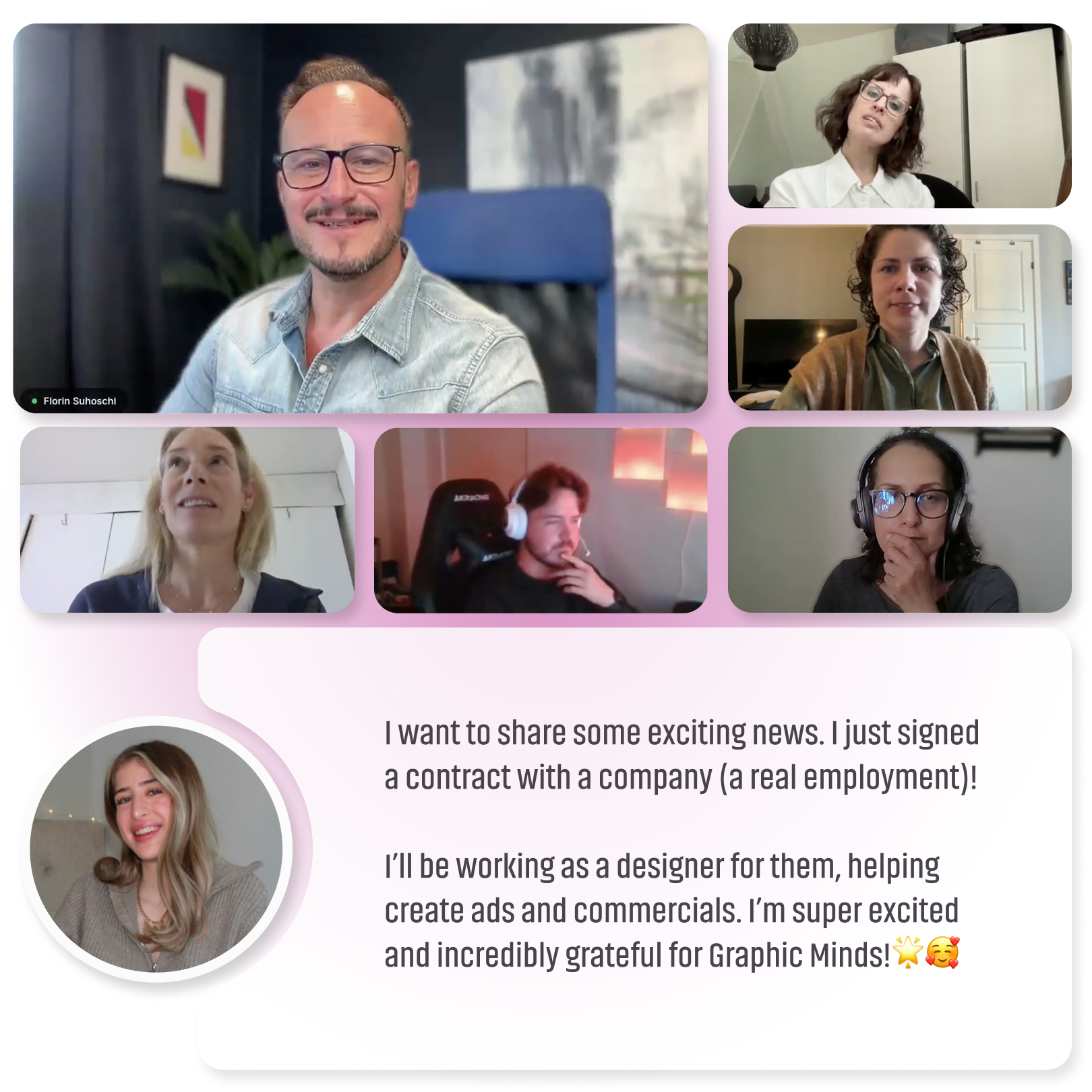 En gruppe designere som jobber med et prosjekt med støtte og veiledning fra en erfaren grafisk designer