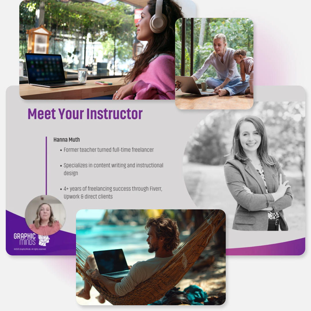 Kvinne ser på fargeprøve mens hun jobber med grafisk design på datamaskinen