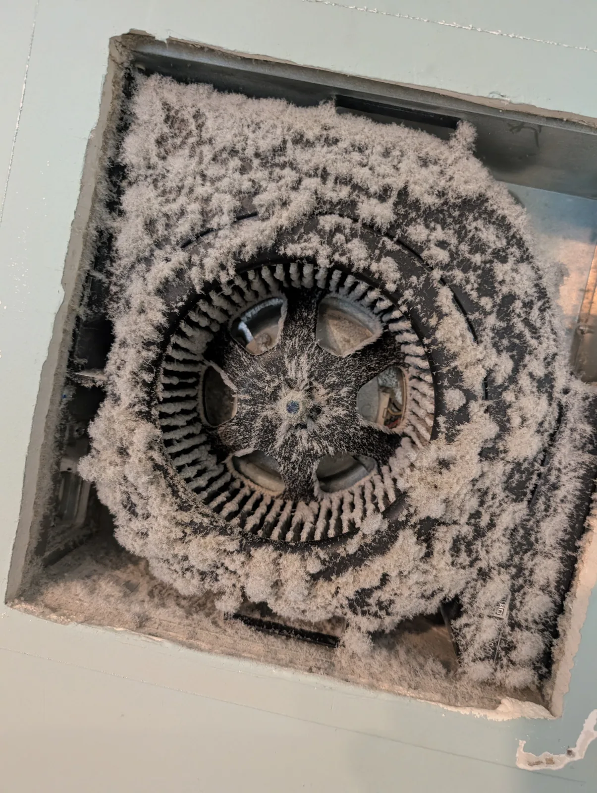 Lint-clogged exhaust fan before cleaning in Freehold, NJ