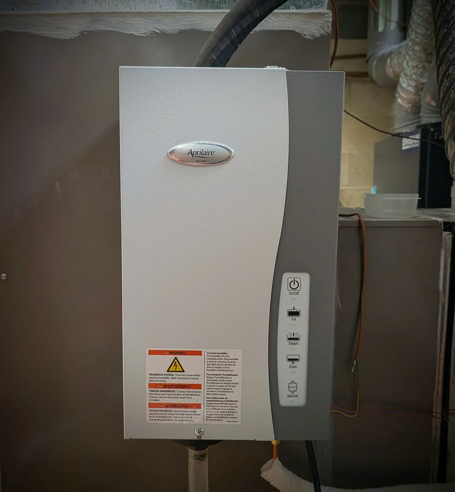 Aprilaire whole-home steam humidifier installed in a Monmouth County, NJ home