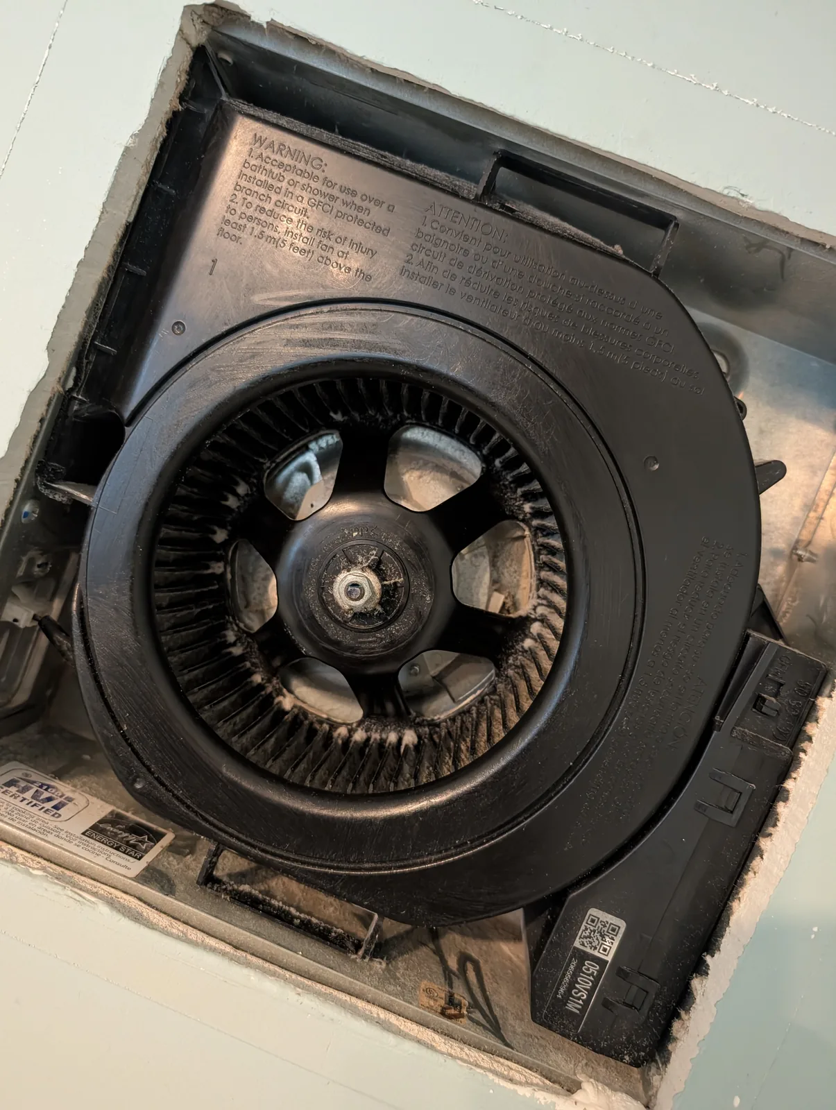 Cleaned exhaust fan blower wheel after service in Monmouth County, NJ