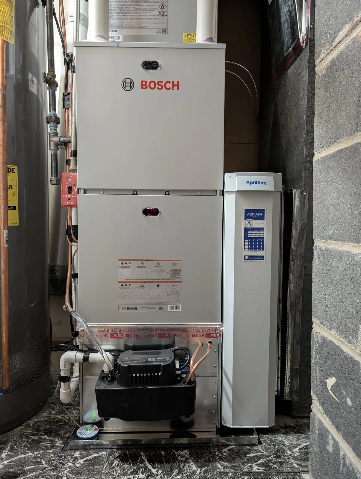 New Bosch furnace and air handler installed in a Freehold, NJ home