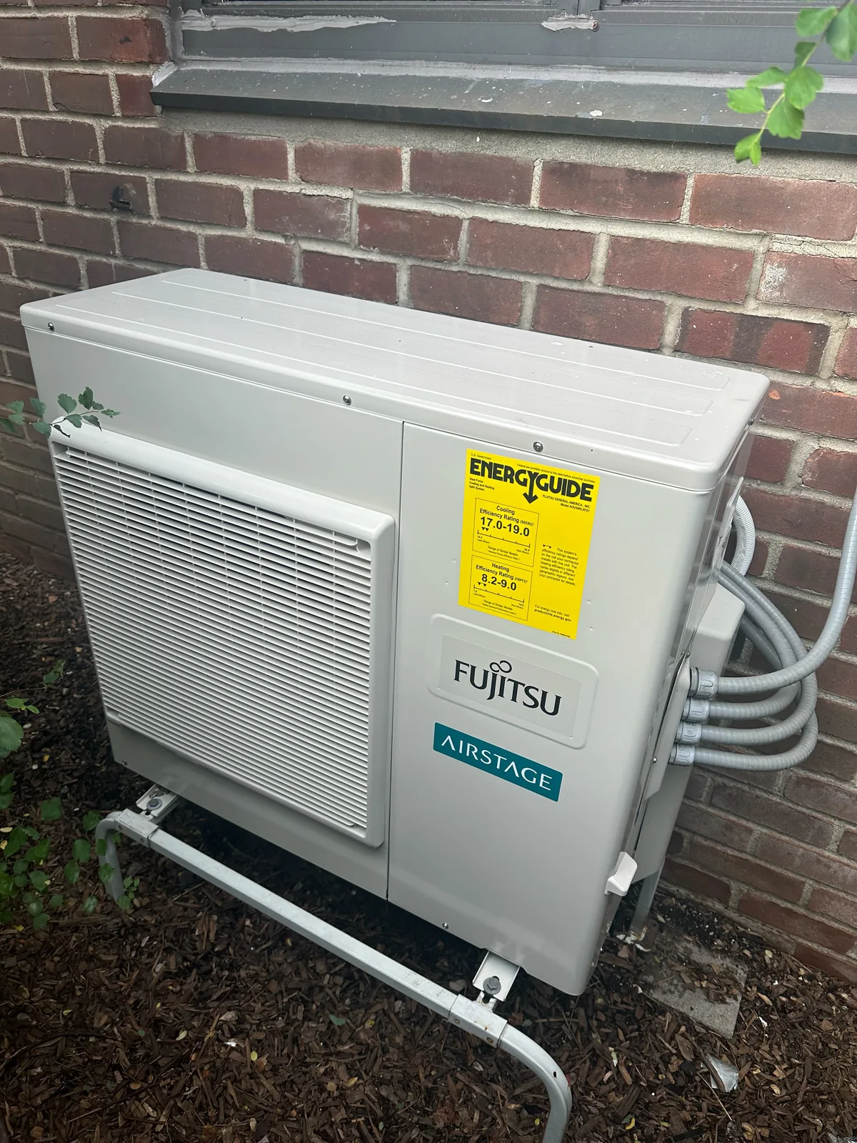 Fujitsu Airstage mini split condenser installed at a Monmouth County, NJ home