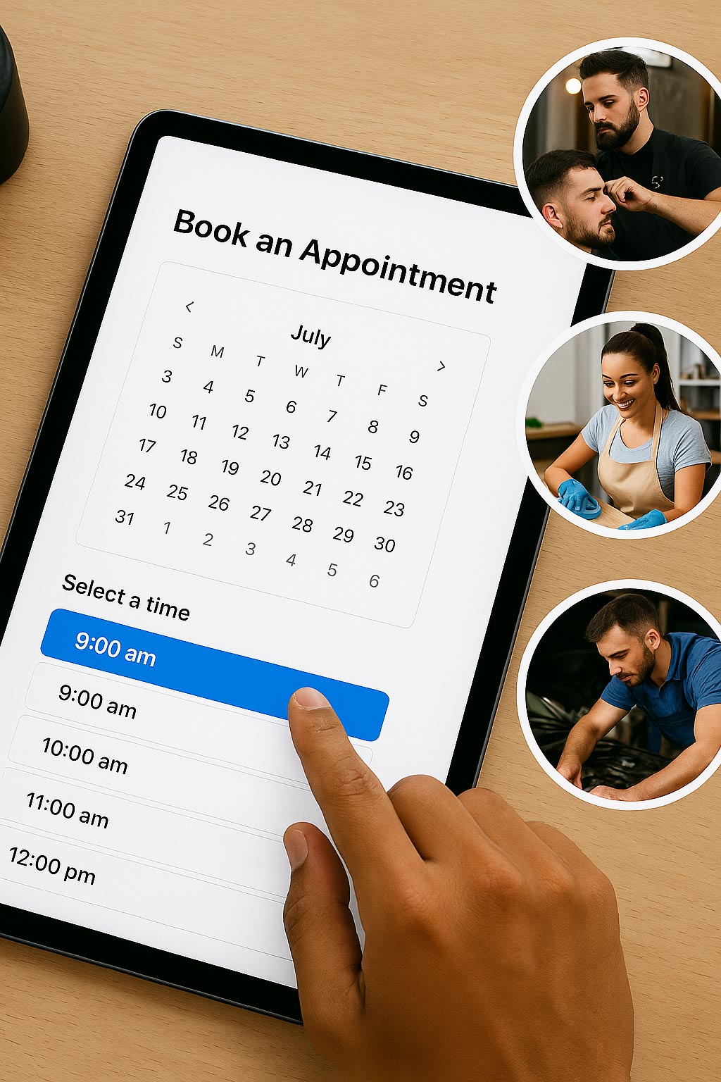 Calendar booking system on tablet — automated scheduling