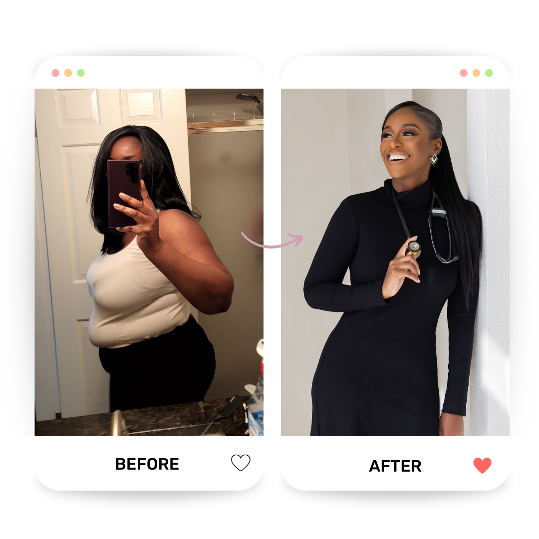 Dr. Phyllis Pobee before and after losing 100 pounds