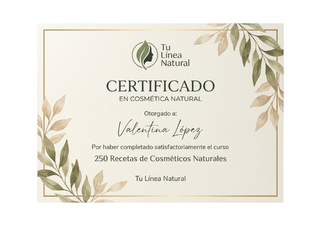 Certificado de Finalización en Cosmética Natural - Tu Línea Natural