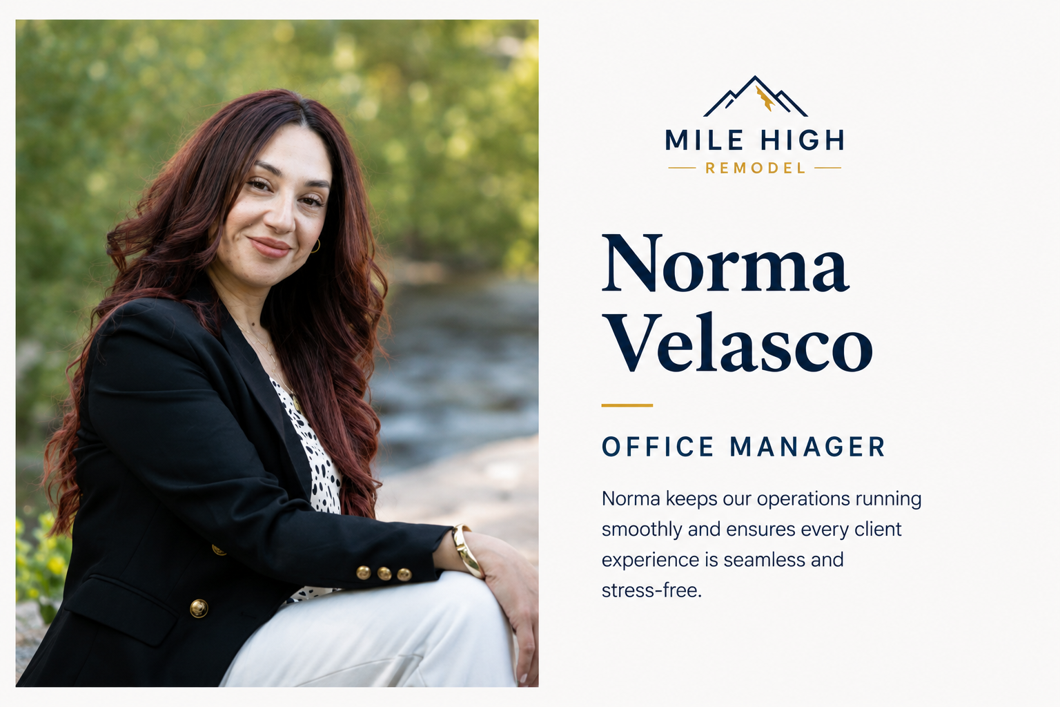Norma Velasco, Office Manager at Mile High Remodel