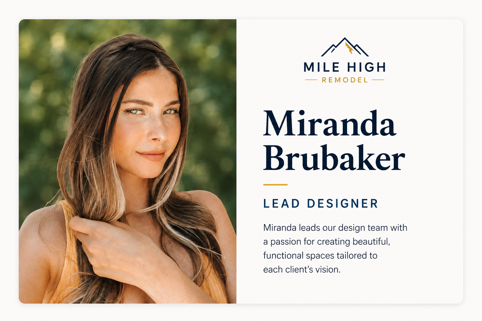 Miranda Brubaker, Lead Designer at Mile High Remodel