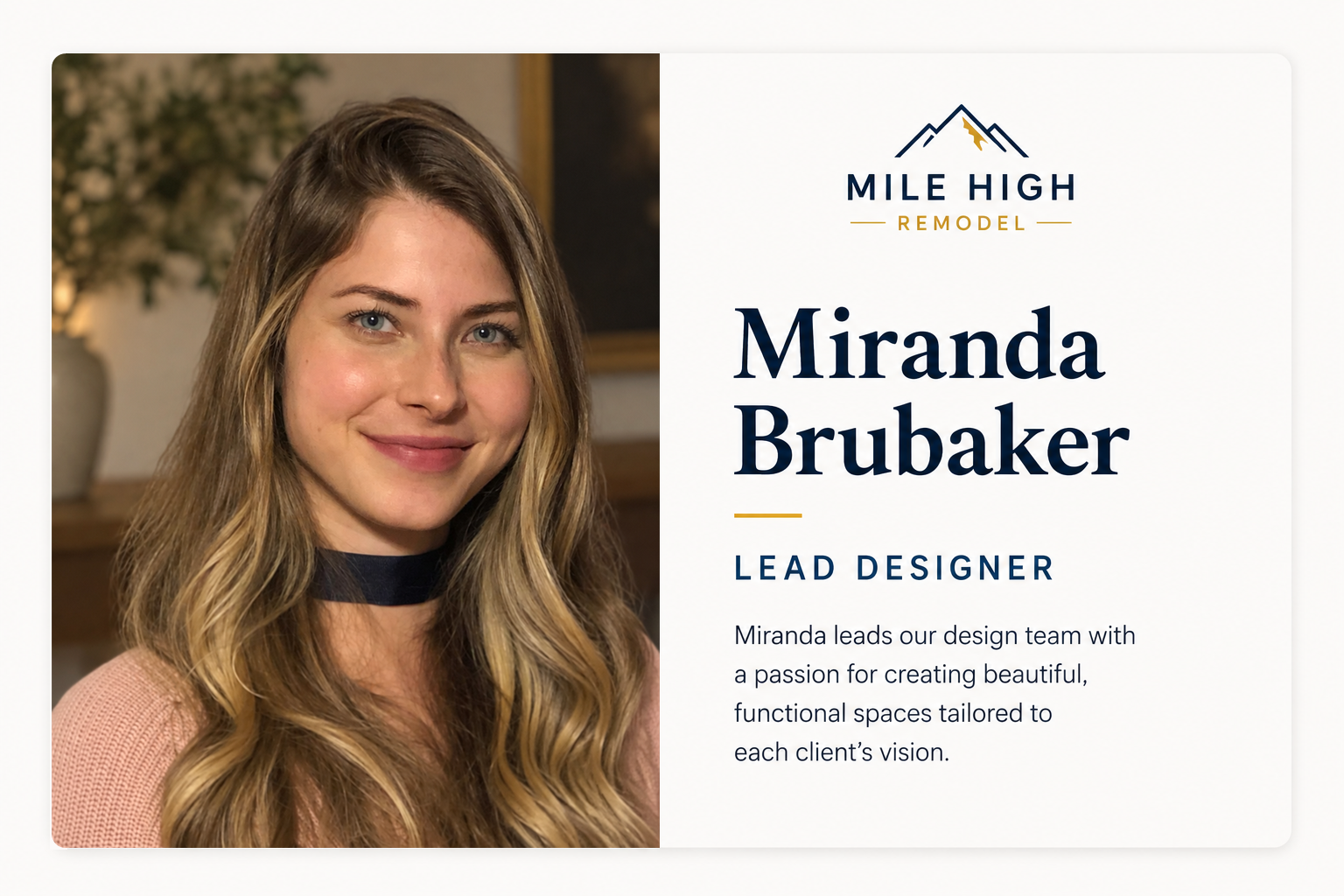 Miranda Brubaker, Lead Designer at Mile High Remodel