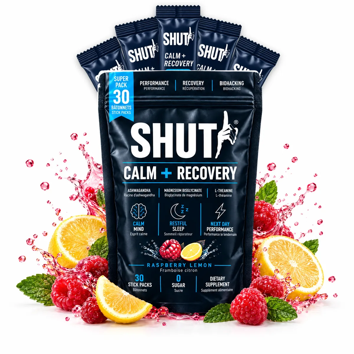 SHUT Calm + Recovery, raspberry lemon