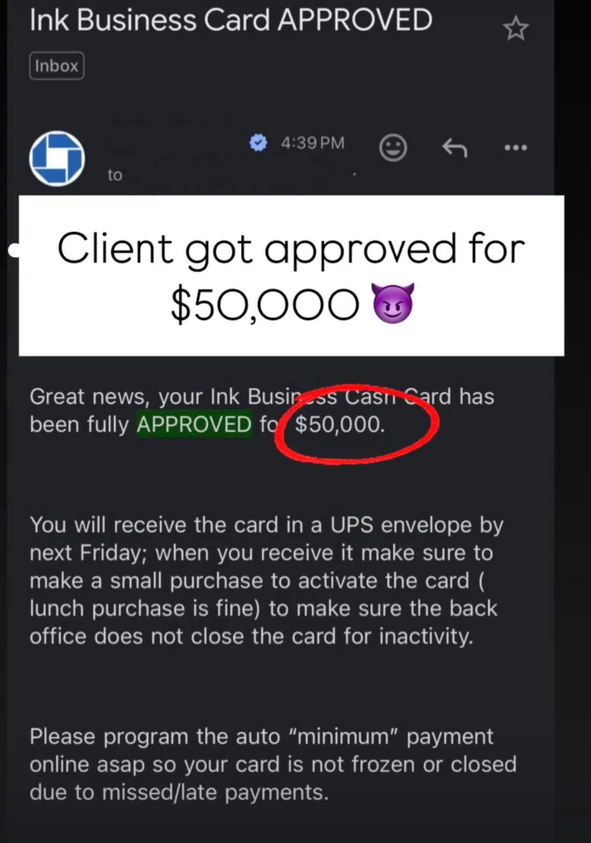 Client approval confirmation