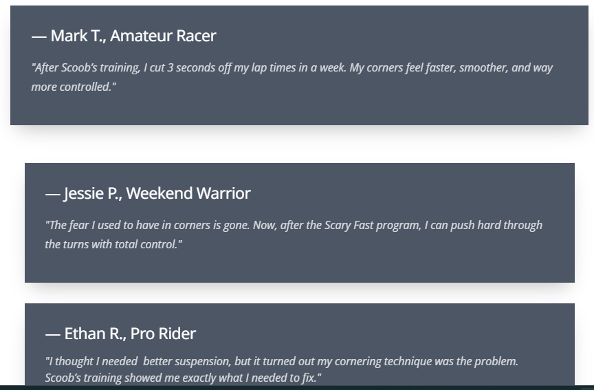 Screenshot of a real customer testimonial