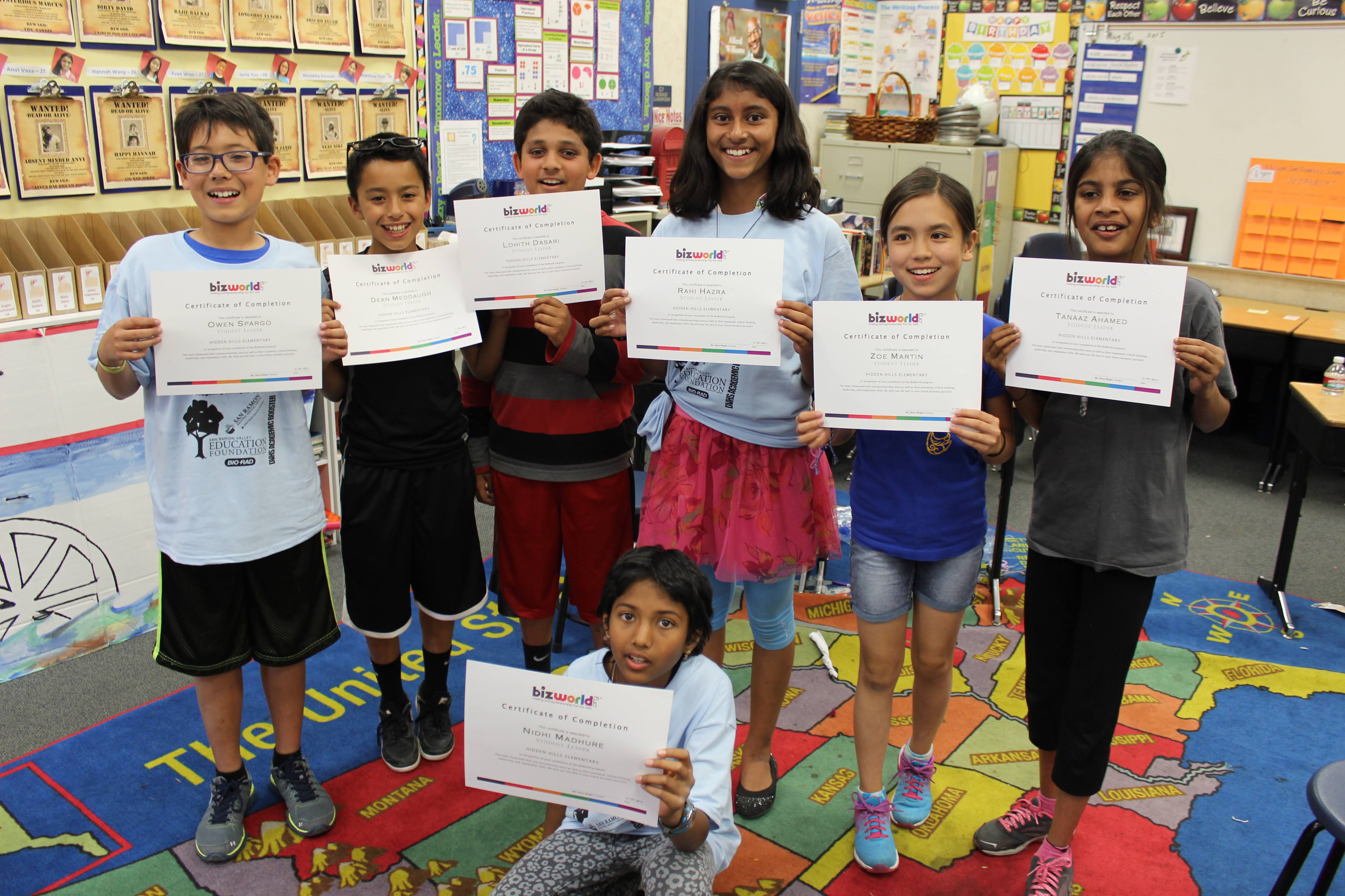 BizWorld students working in small groups