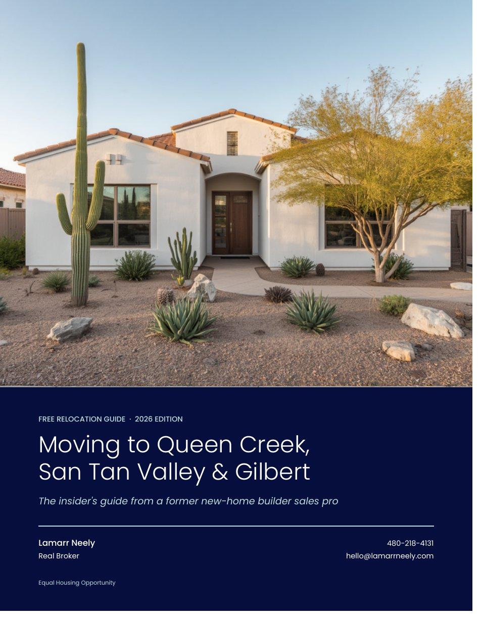 Cover of the free relocation guide: Moving to Queen Creek, San Tan Valley and Gilbert