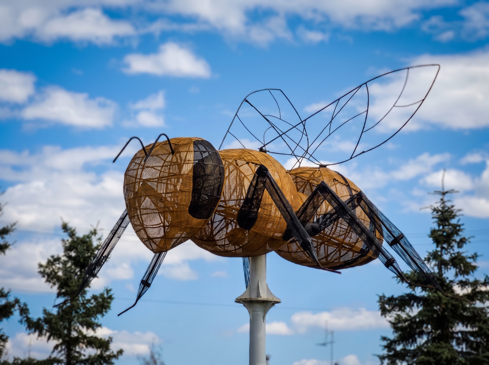 The honey bee monument in Falher, Alberta