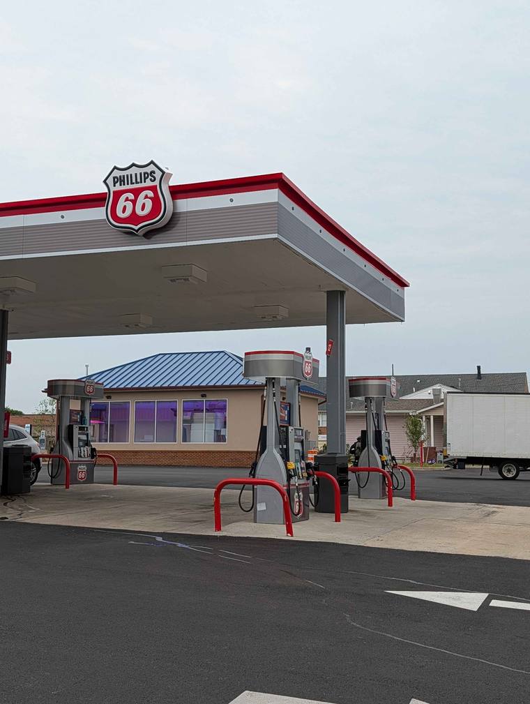 The Phillips 66 canopy on Frederick Road