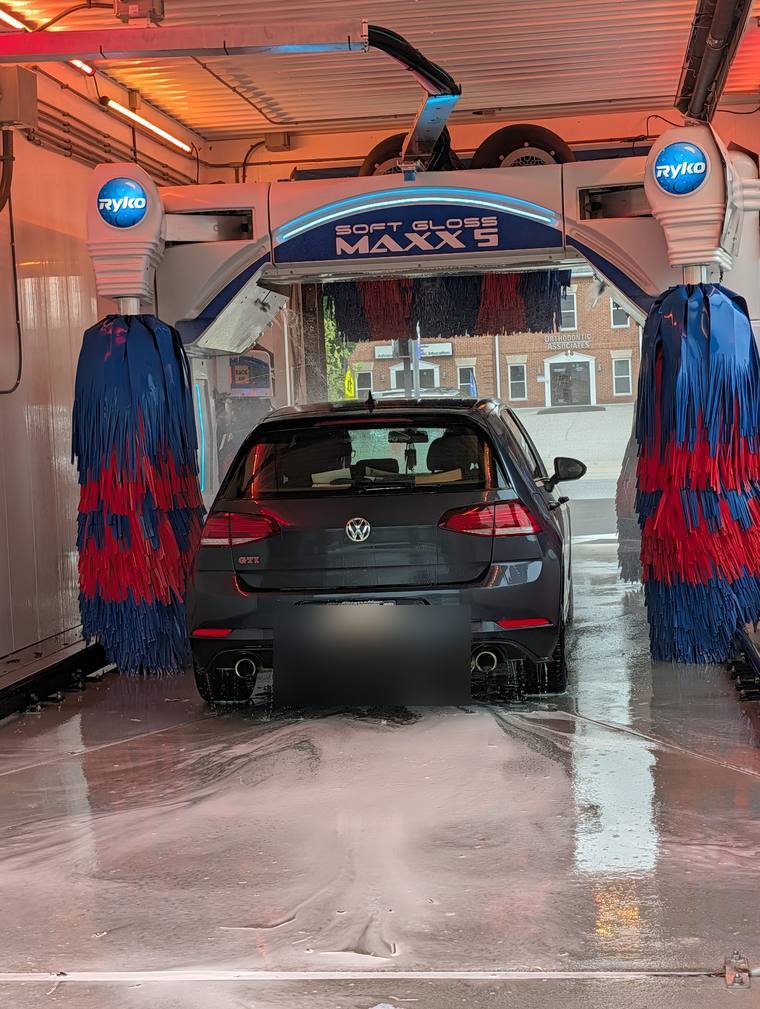 A car in the wash bay