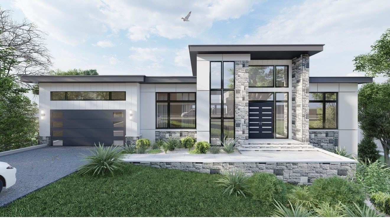 Front elevation rendering of the approved design