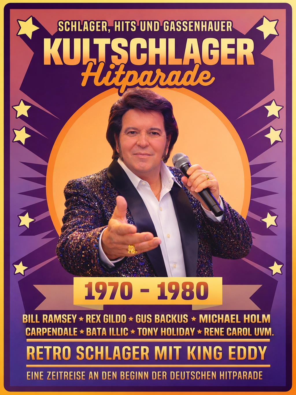 King Eddy singt Kultschlager live auf der Bühne