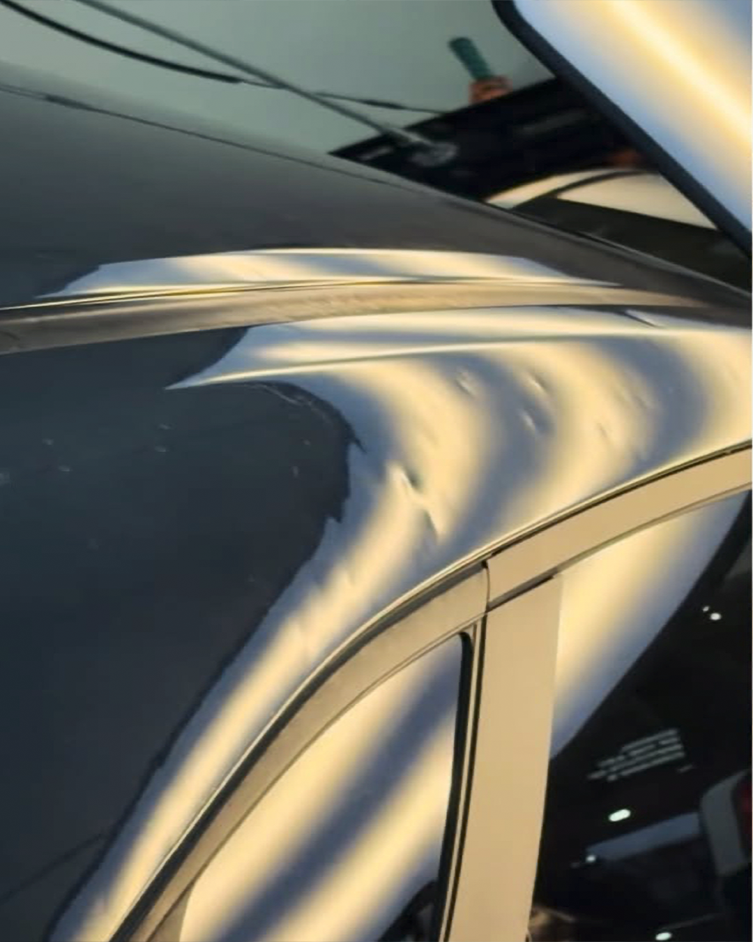Hail damage before paintless dent repair