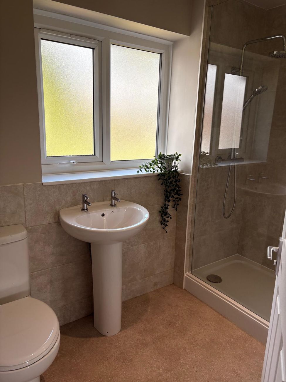 Project Honey finished bathroom with walk-in shower