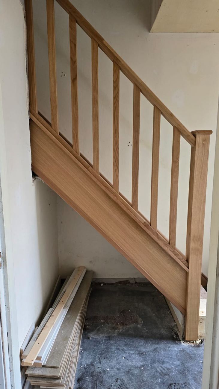 New timber balustrade being installed
