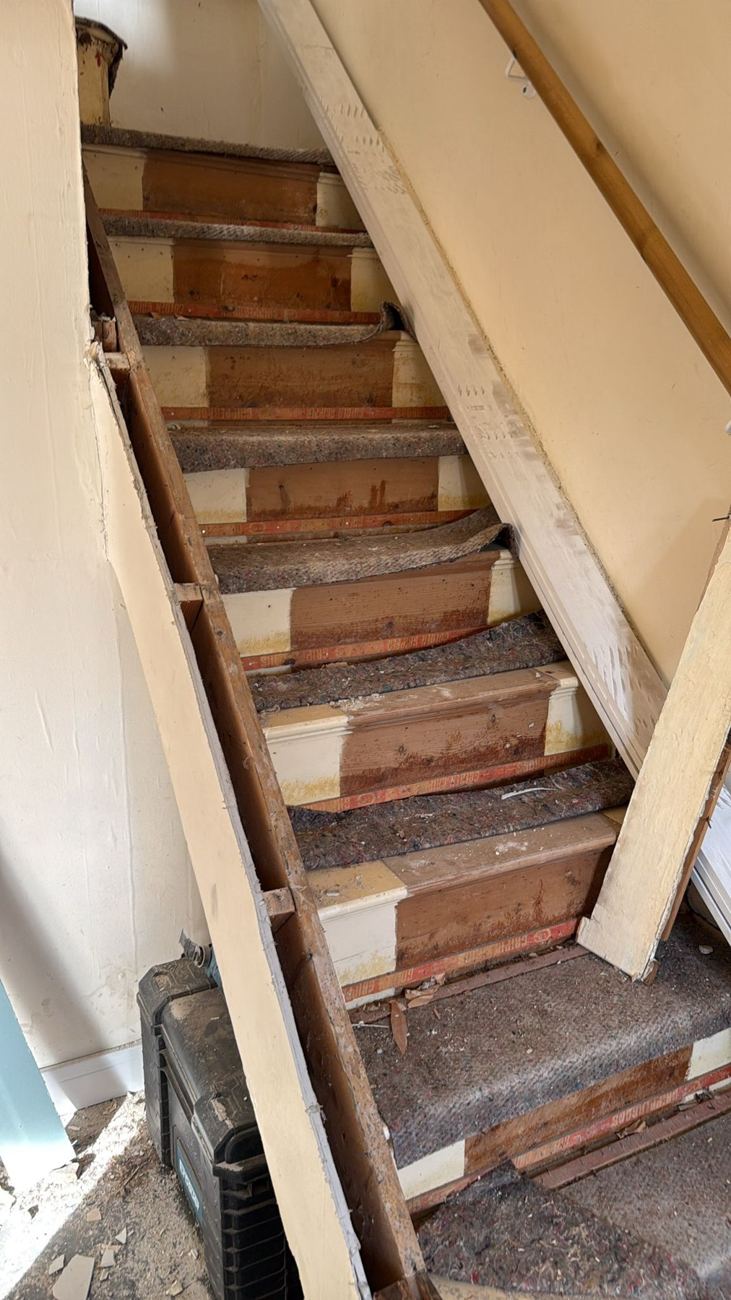 Project Honey staircase stripped back