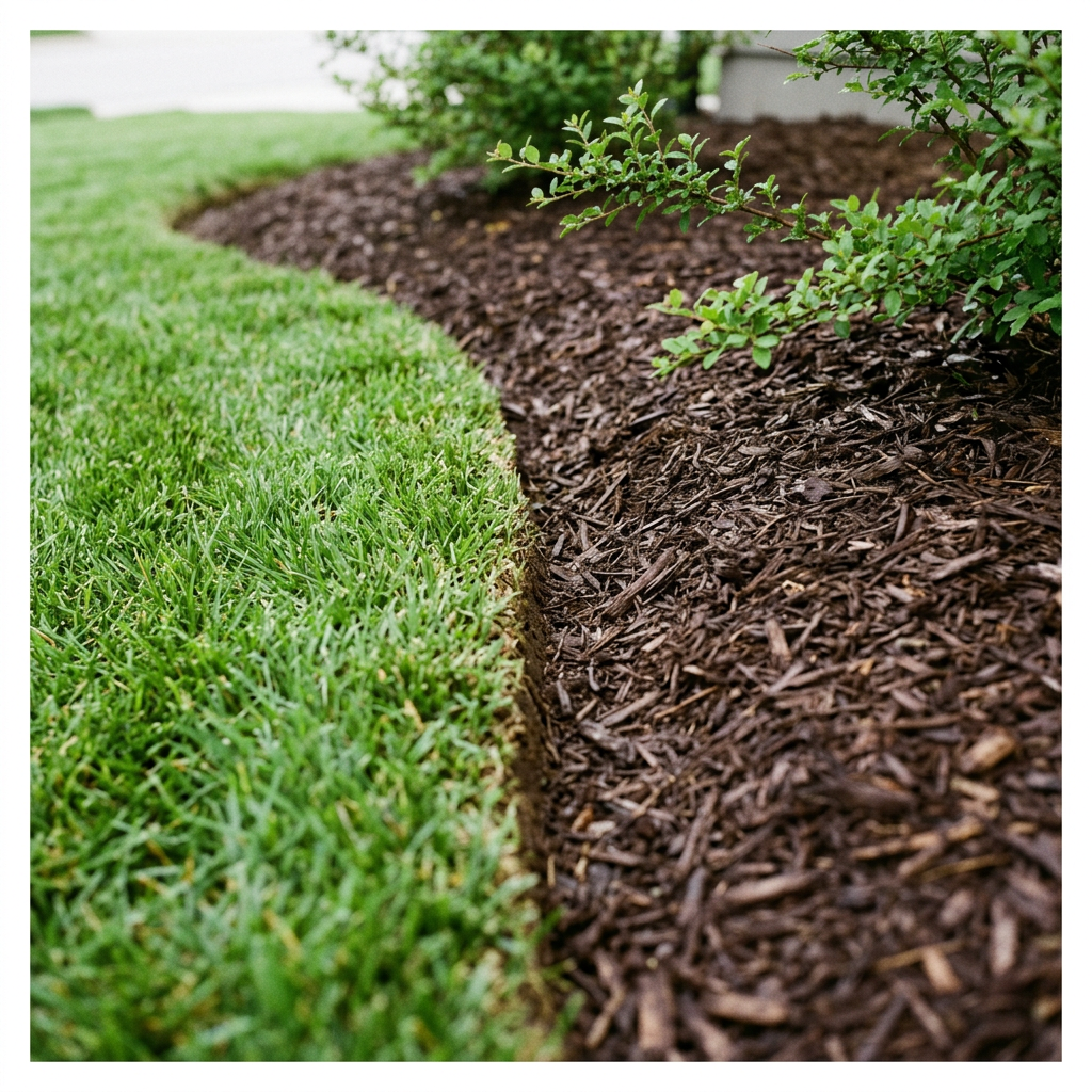 Close-up of a crisply edged landscape bed