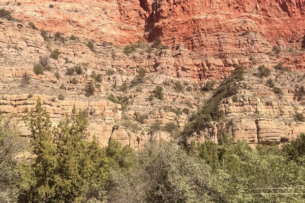 Red rock cliffs viewed during the Verde Canyon Railroad ride. Red rock cliffs viewed during the Verde Canyon Railroad ride.