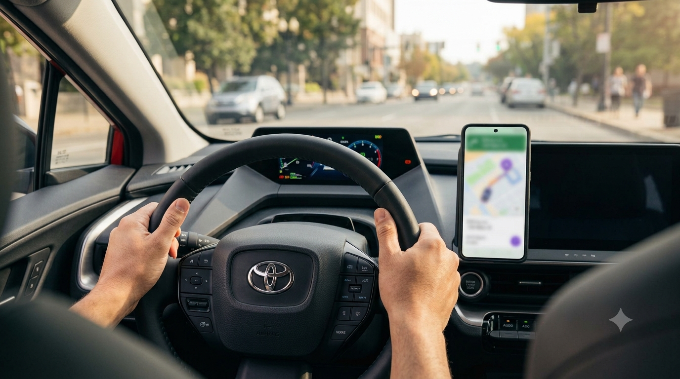 Cars To Gig Prius behind the wheel