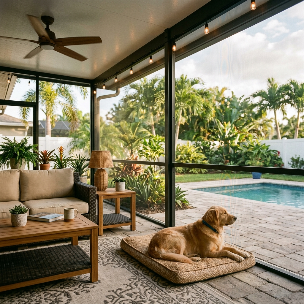 Pet-resistant screen enclosure solution in Brandon, FL