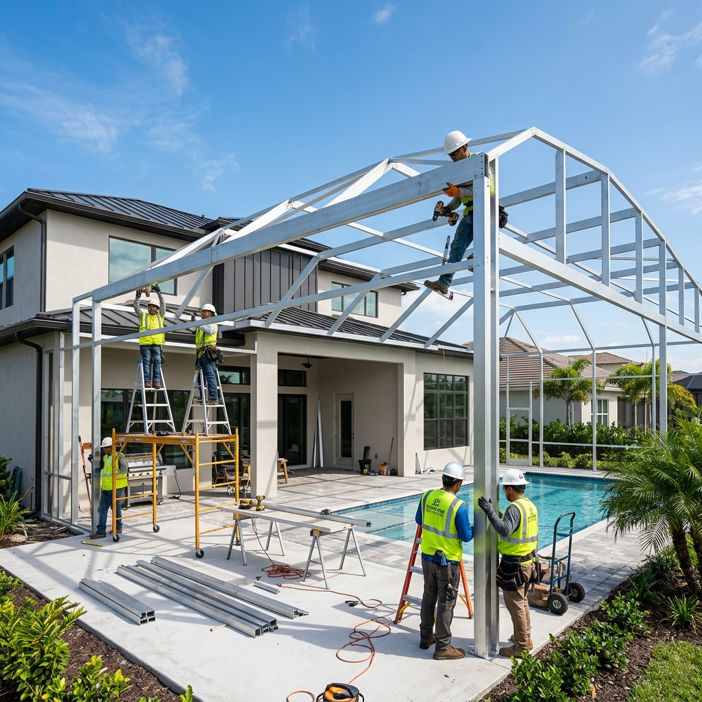 Patio screen installation in Brandon, FL