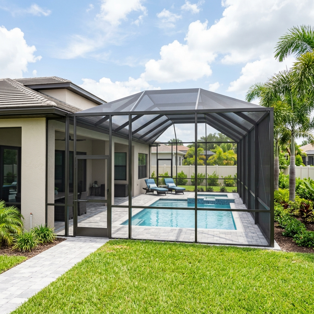 Newly completed patio screen enclosure in Brandon, FL