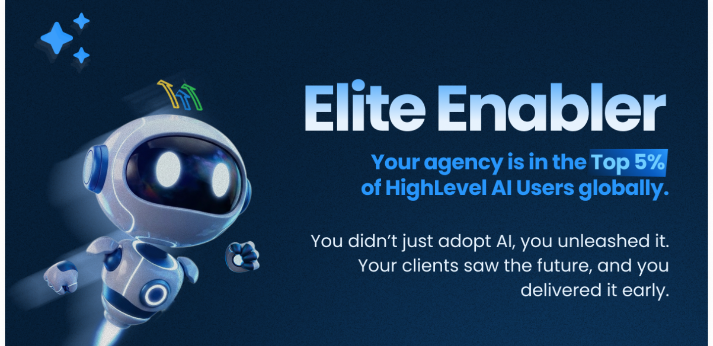 GoHighLevel Top 5% AI Developer recognition certificate — Go Skylevel